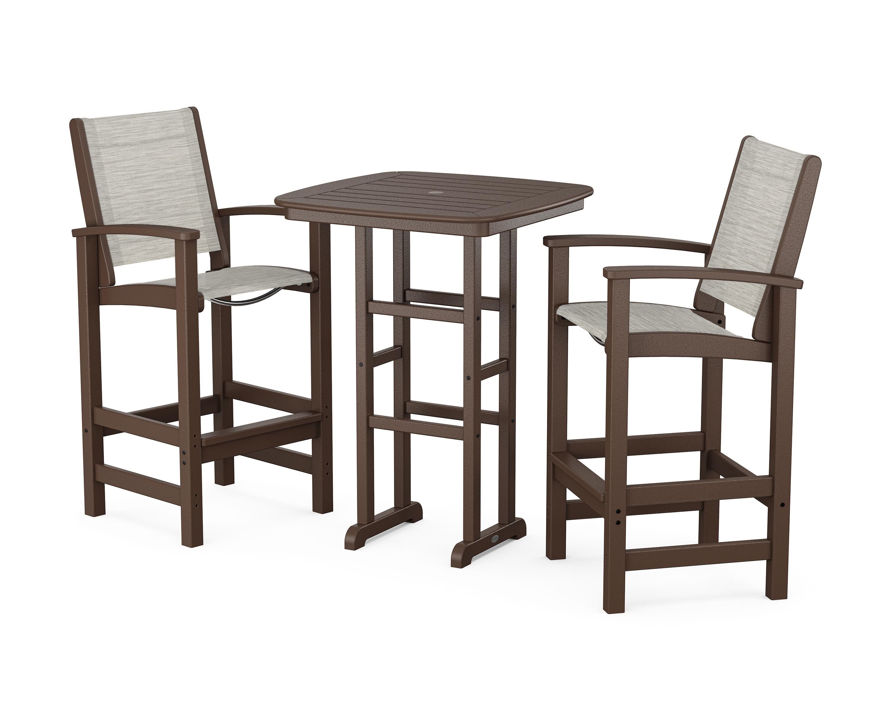 POLYWOOD® Coastal 3-Piece Bar Set in Mahogany / Birch Sling
