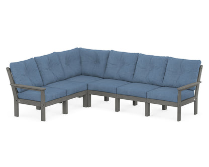 POLYWOOD® Vineyard 6-Piece Sectional in Slate Grey / Sky Blue