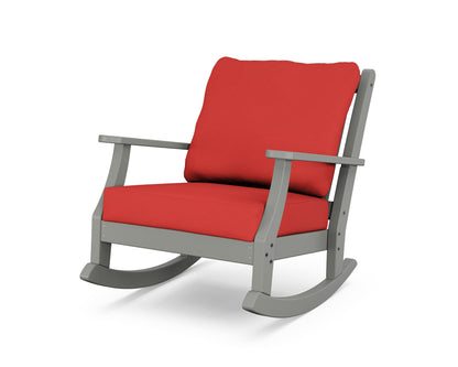 Country Living Wovendale Deep Seating Rocking Chair in Slate Grey / Crimson Linen