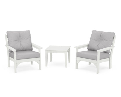 POLYWOOD® Vineyard 3-Piece Deep Seating Set in Vintage White / Granite