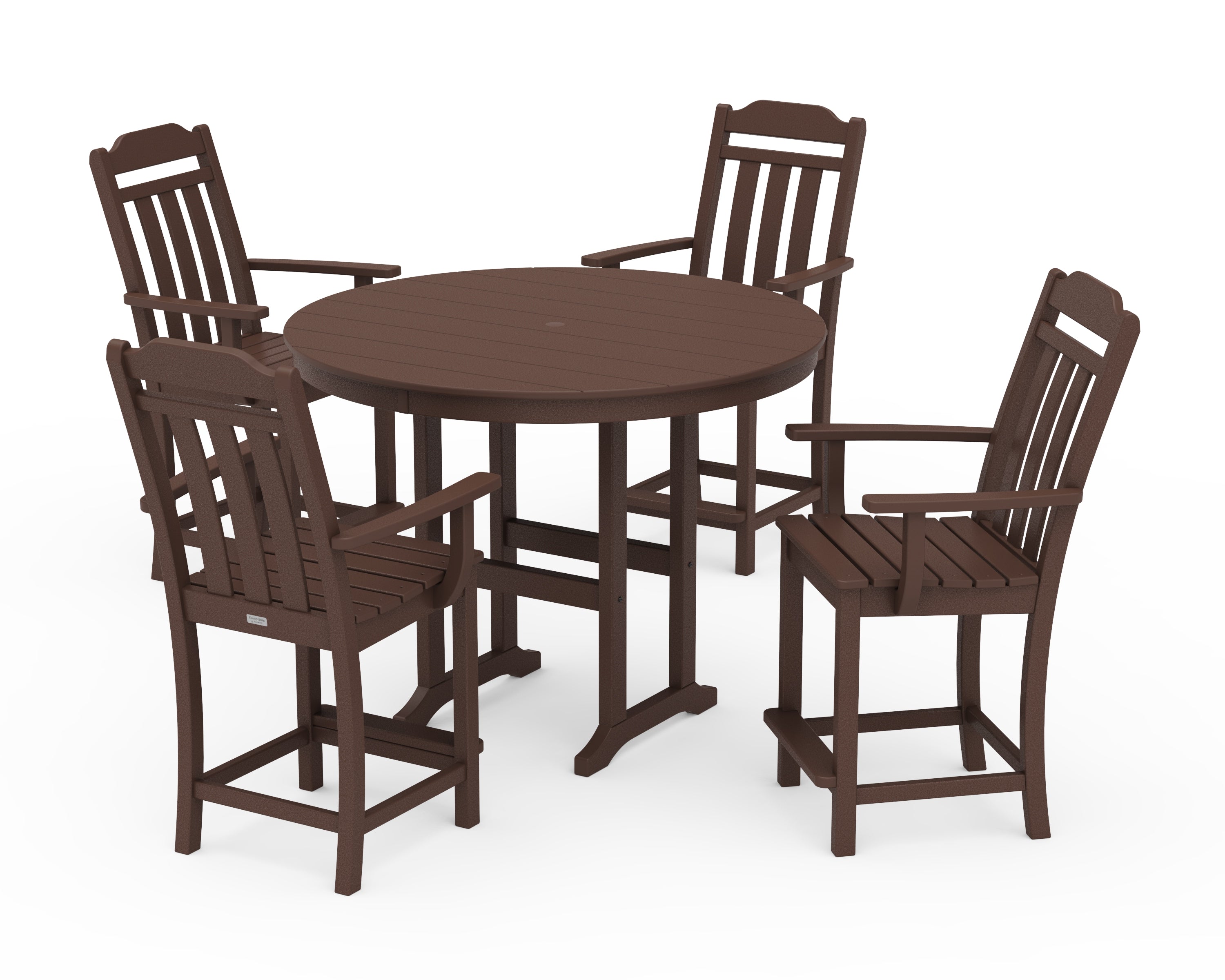 Country Living Cottage 5-Piece Round Farmhouse Counter Set in Mahogany