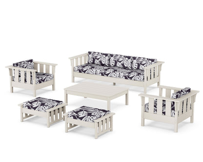 Martha Stewart by POLYWOOD® Acadia 6-Piece Lounge Sofa Set in Sand / Leaf Navy
