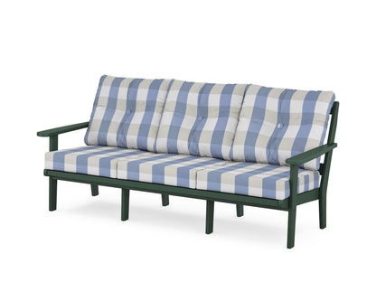 POLYWOOD® Mission Deep Seating Sofa in Green / Buffalo Plaid Sky Blue