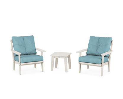 POLYWOOD® Prairie 3-Piece Deep Seating Set in Sand / Lattice Sky Blue