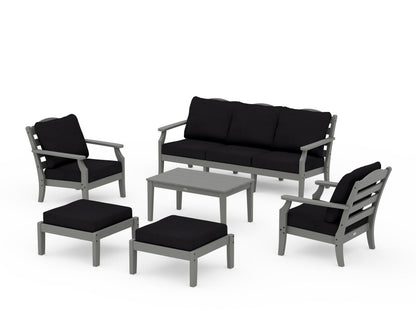 Draper James™ by  POLYWOOD® Savannah 6-Piece Lounge Sofa Set in Slate Grey / Midnight Linen
