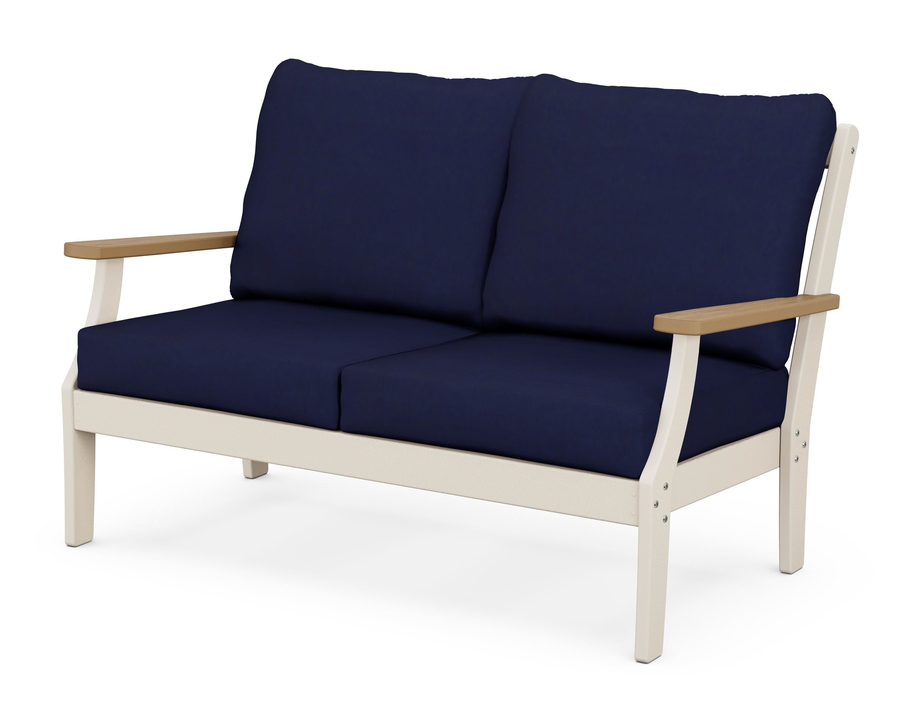 POLYWOOD® Braxton Deep Seating Loveseat in Sand / Natural / Navy
