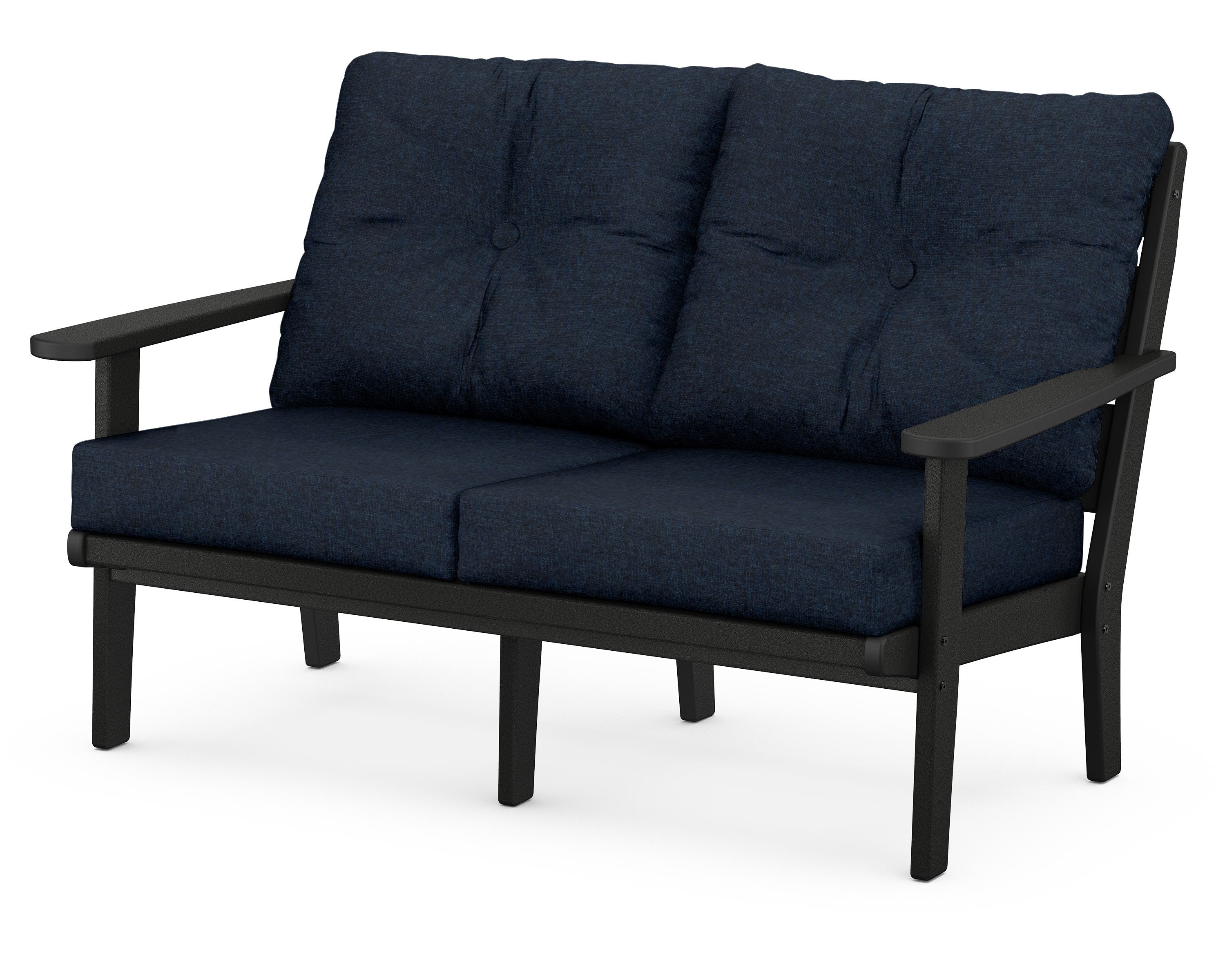 POLYWOOD® Lakeside Deep Seating Loveseat in Black / Marine Indigo