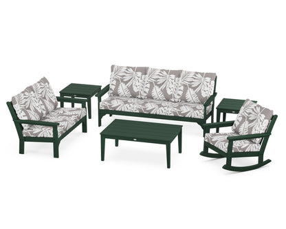 POLYWOOD® Vineyard 6-Piece Deep Seating Set in Green / Leaf Grey Mist