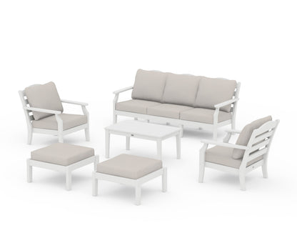 Draper James™ by  POLYWOOD® Savannah 6-Piece Lounge Sofa Set in Vintage White / Cast Ash