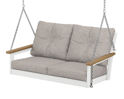 POLYWOOD® Vineyard Deep Seating Swing in White / Natural / Weathered Tweed
