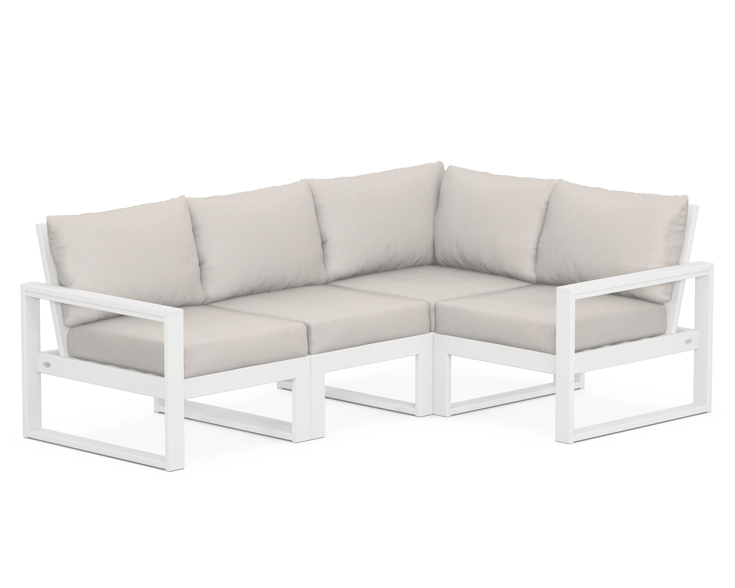 POLYWOOD® EDGE 4-Piece Modular Deep Seating Set in White / Cast Ash