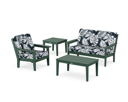 Country Living Wovendale 4-Piece Deep Seating Set in Green / Leaf Marine Indigo