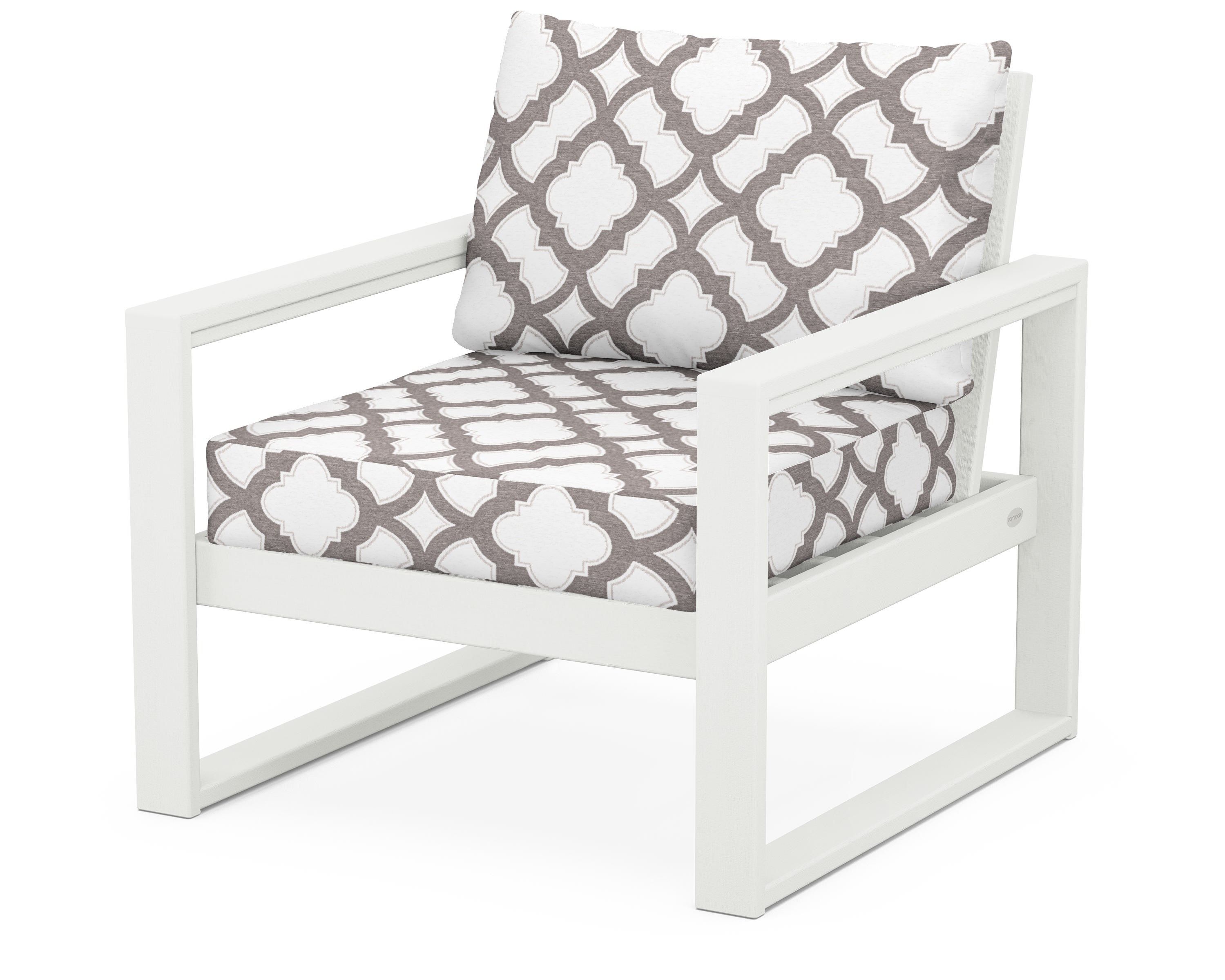 POLYWOOD® EDGE Club Chair in Vintage White / Trellis Grey Mist
