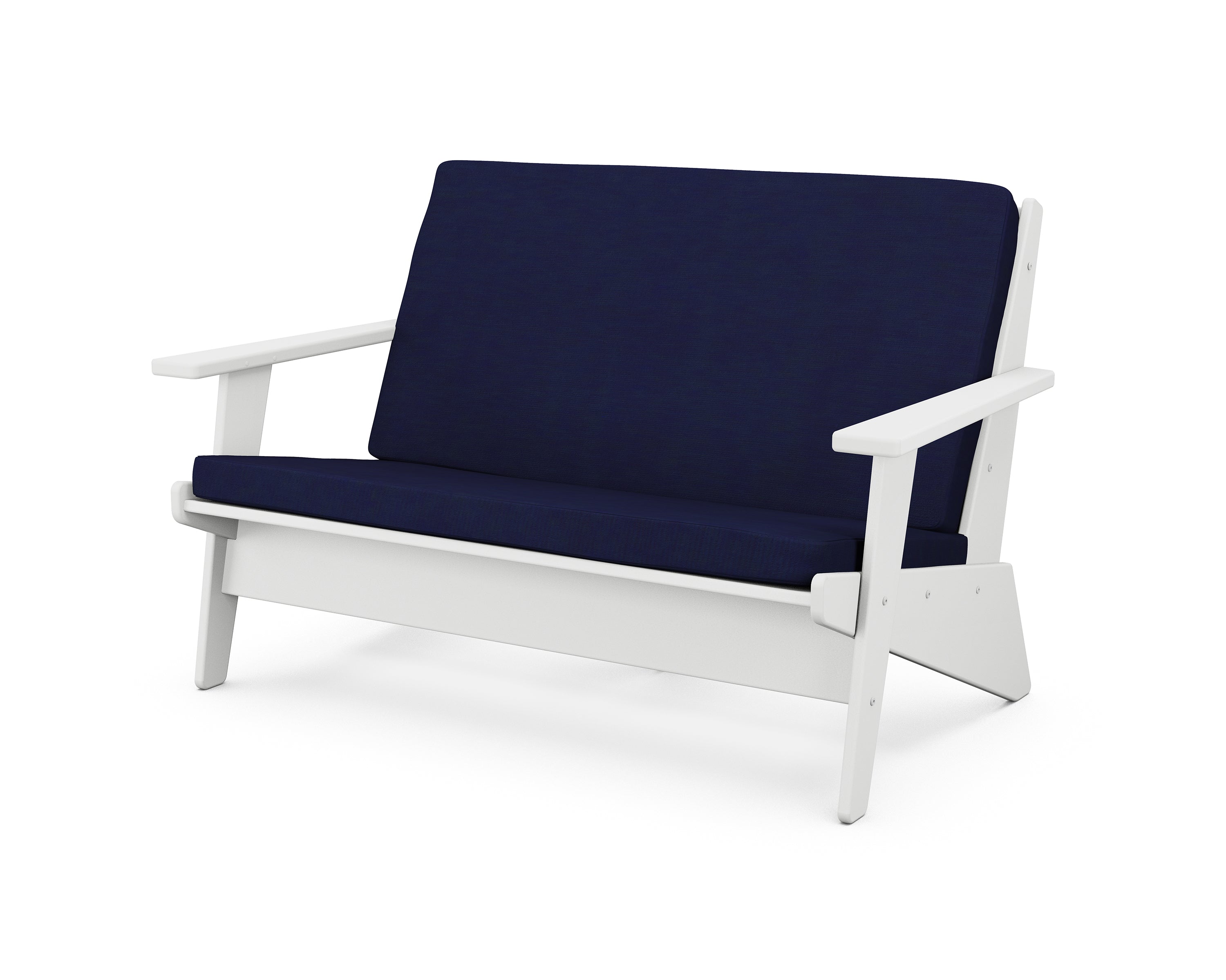 POLYWOOD® Riviera Modern Lounge Loveseat in White / Navy