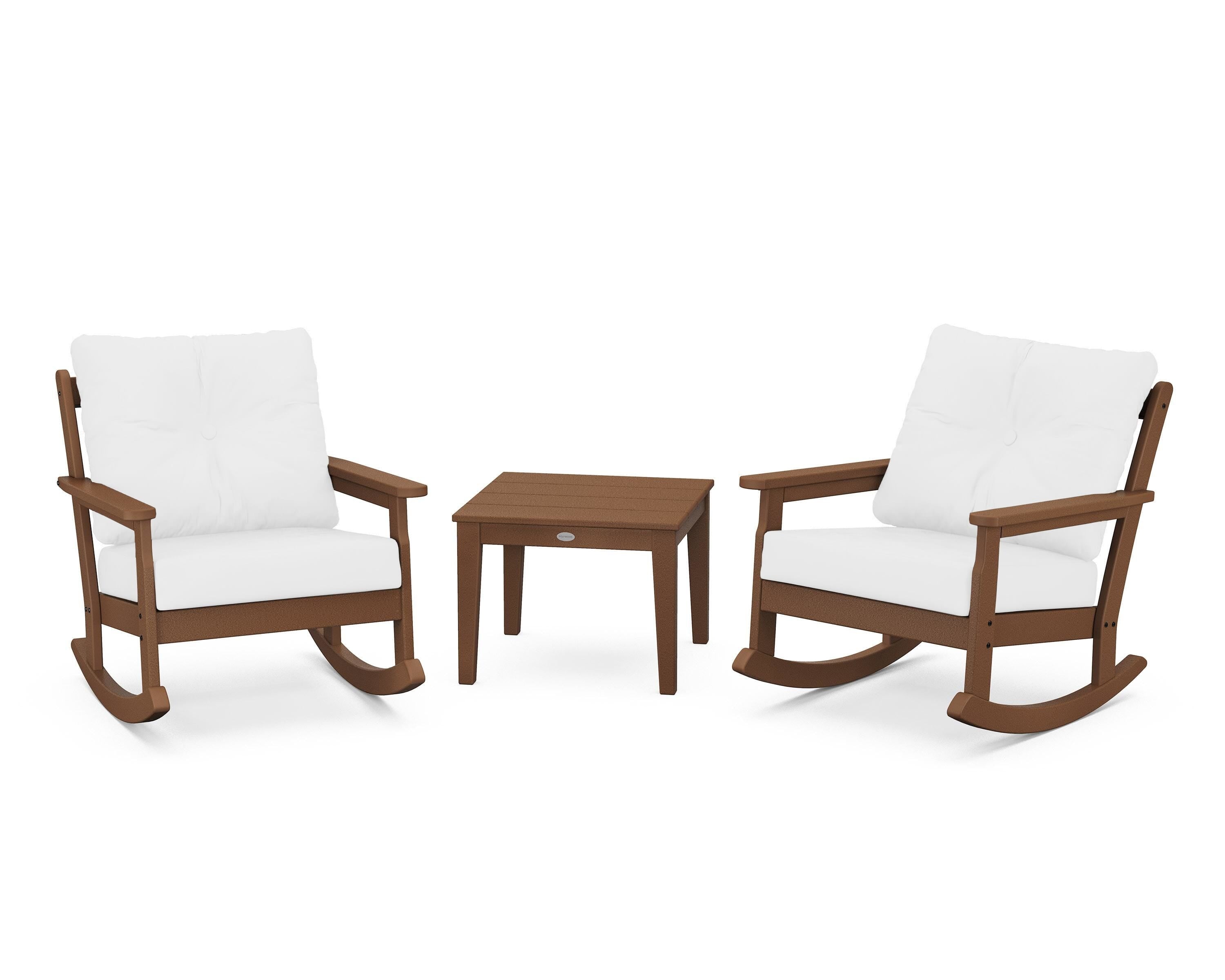 POLYWOOD® Vineyard 3-Piece Deep Seating Rocker Set in Teak / Natural