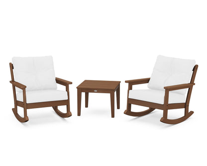 POLYWOOD® Vineyard 3-Piece Deep Seating Rocker Set in Teak / Natural