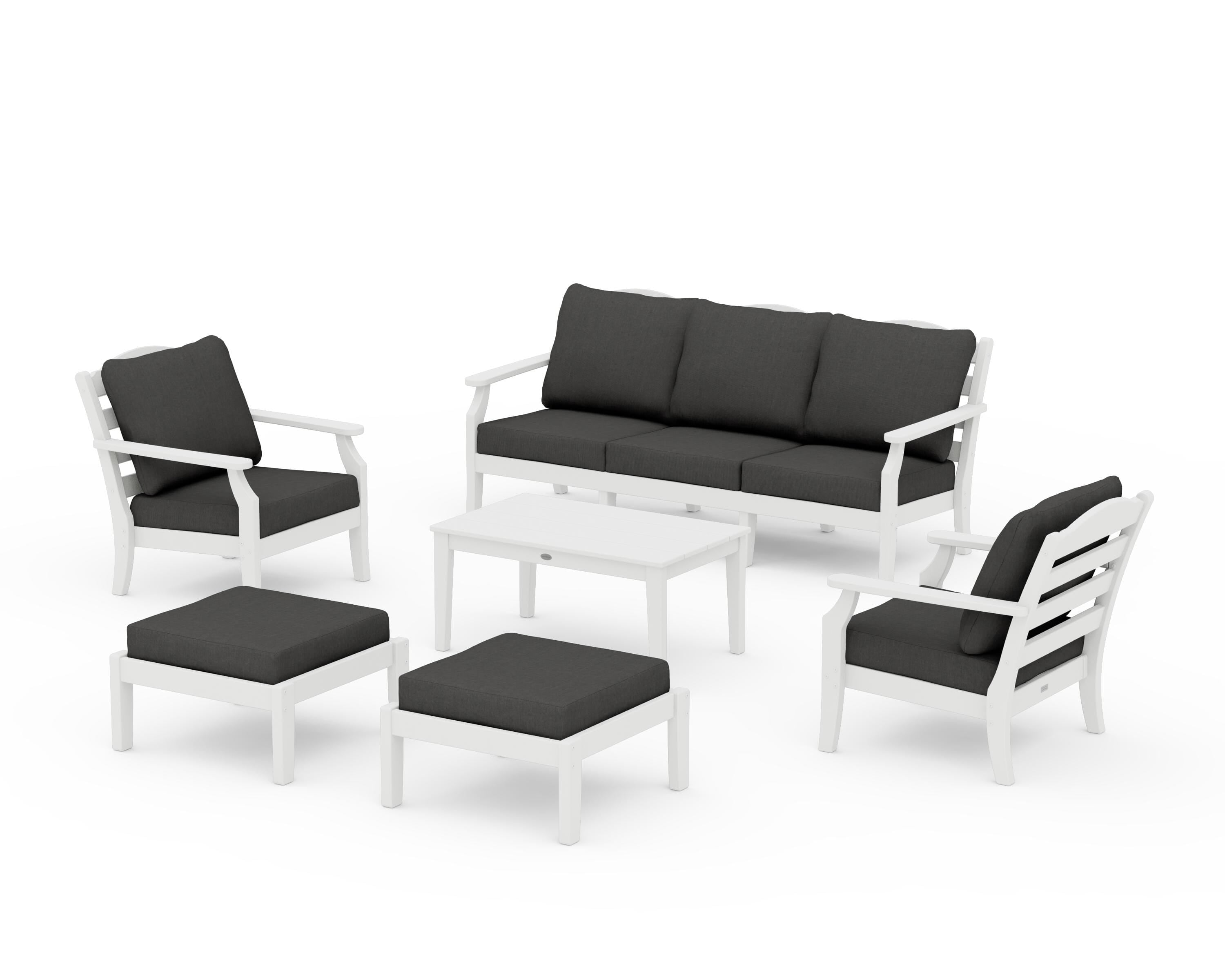 Draper James™ by  POLYWOOD® Savannah 6-Piece Lounge Sofa Set in White / Spectrum Carbon