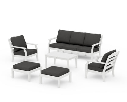 Draper James™ by  POLYWOOD® Savannah 6-Piece Lounge Sofa Set in White / Spectrum Carbon