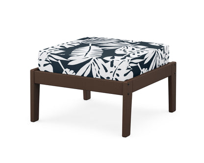 Unbranded Deep Seating Ottoman in Mahogany / Leaf Marine Indigo