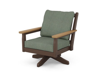 POLYWOOD® Chippendale Deep Seating Swivel Chair in Mahogany / Natural / Cast Sage