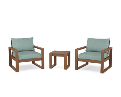 POLYWOOD® EDGE Sectional 3-Piece Deep Seating Set in Teak / Glacier Spa