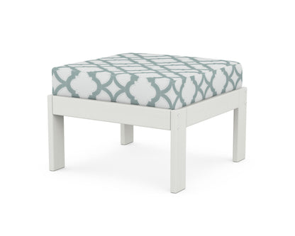 POLYWOOD® Vineyard Modular Ottoman in Vintage White / Trellis Glacier Spa