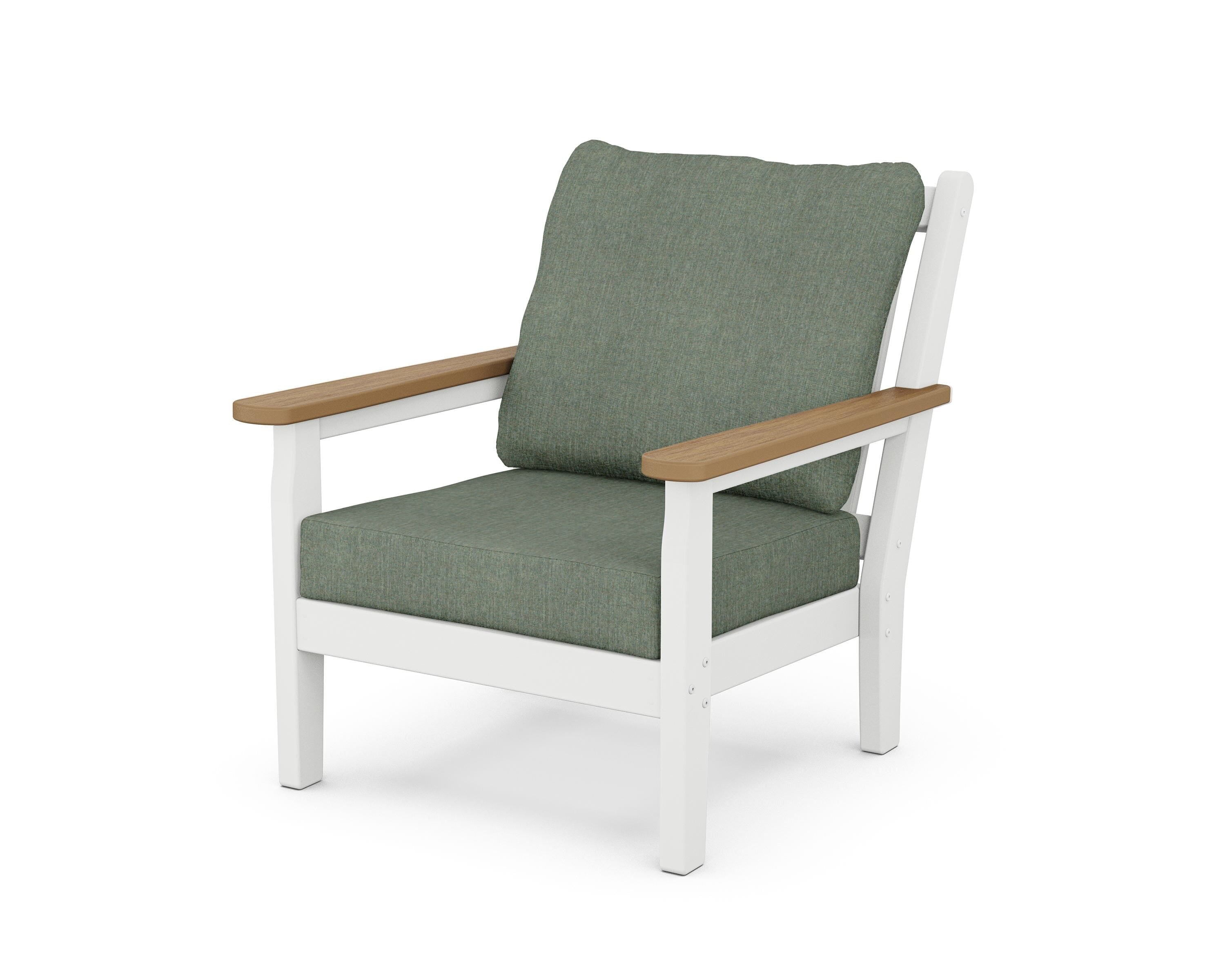 POLYWOOD® Chippendale Deep Seating Chair in White / Natural / Cast Sage