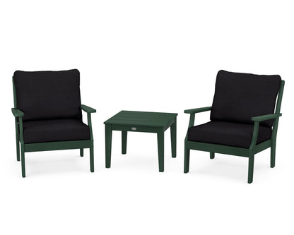 POLYWOOD® Braxton 3-Piece Deep Seating Set in Green / Midnight Linen