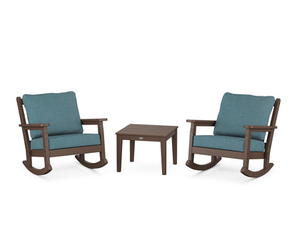 POLYWOOD® Chippendale 3-Piece Deep Seating Rocker Set in Mahogany / Ocean Teal