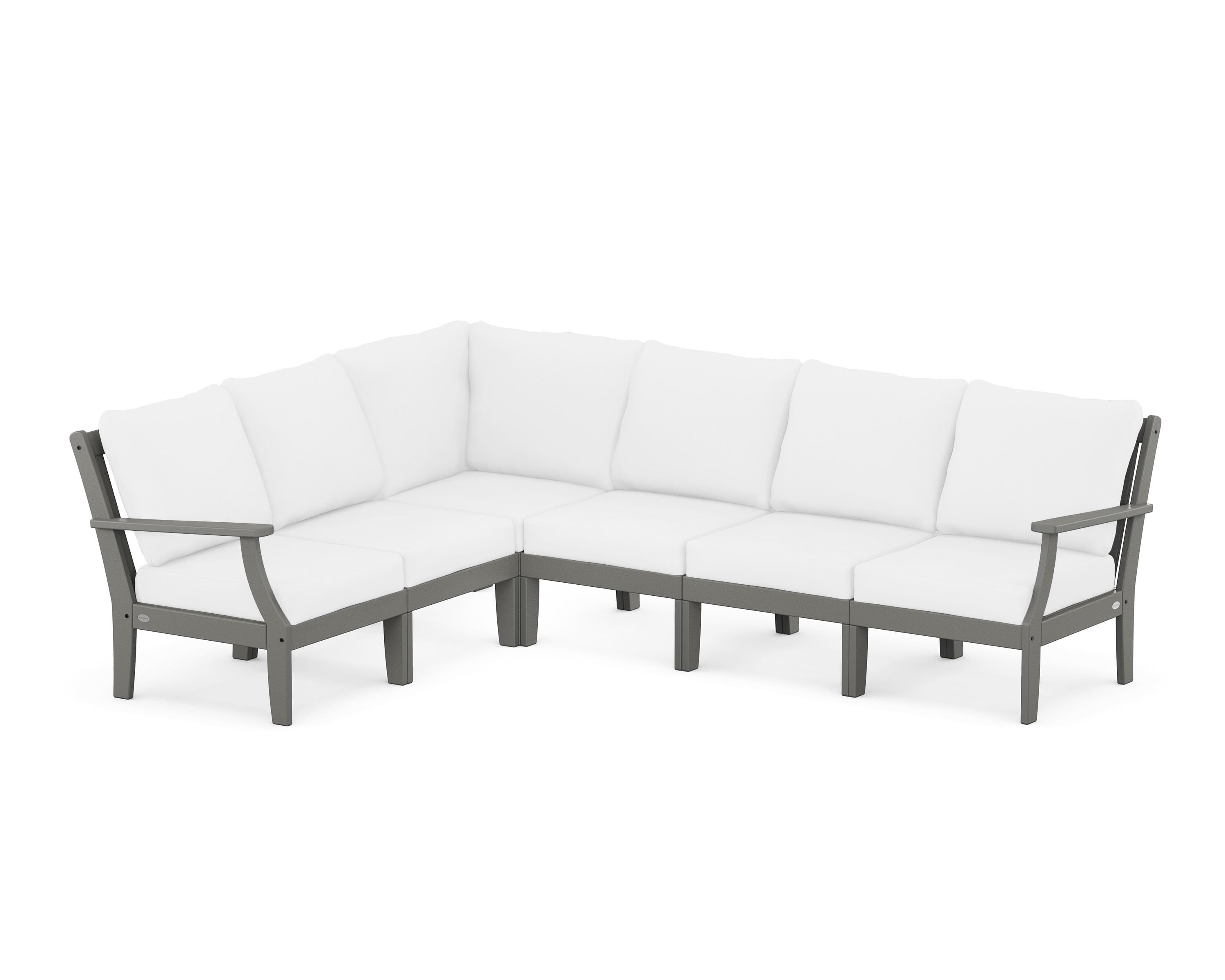 POLYWOOD® Braxton Modular 6-Piece Deep Seating Set in Slate Grey / Natural