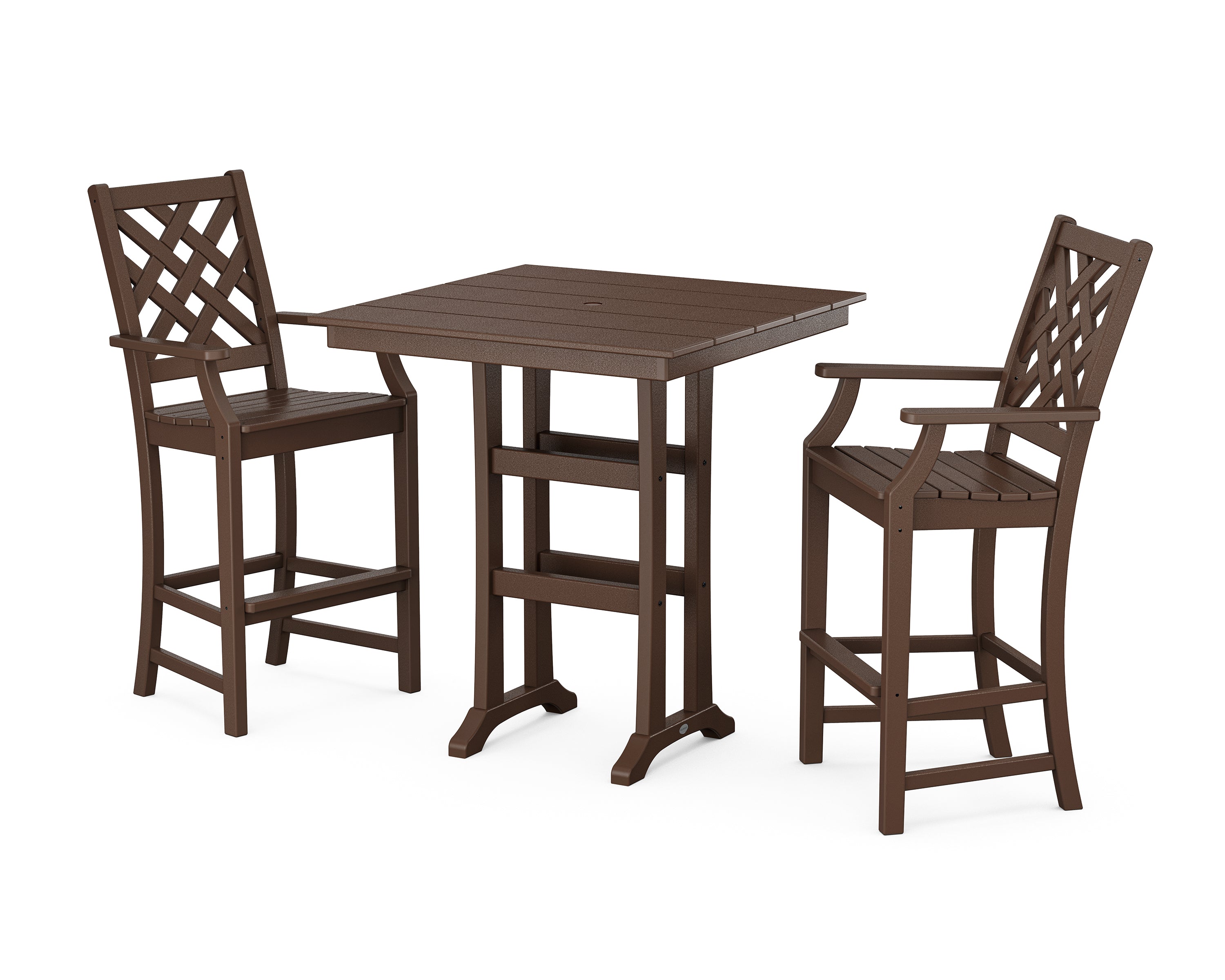 Country Living Wovendale 3-Piece Farmhouse Bar Set with Trestle Legs in Mahogany