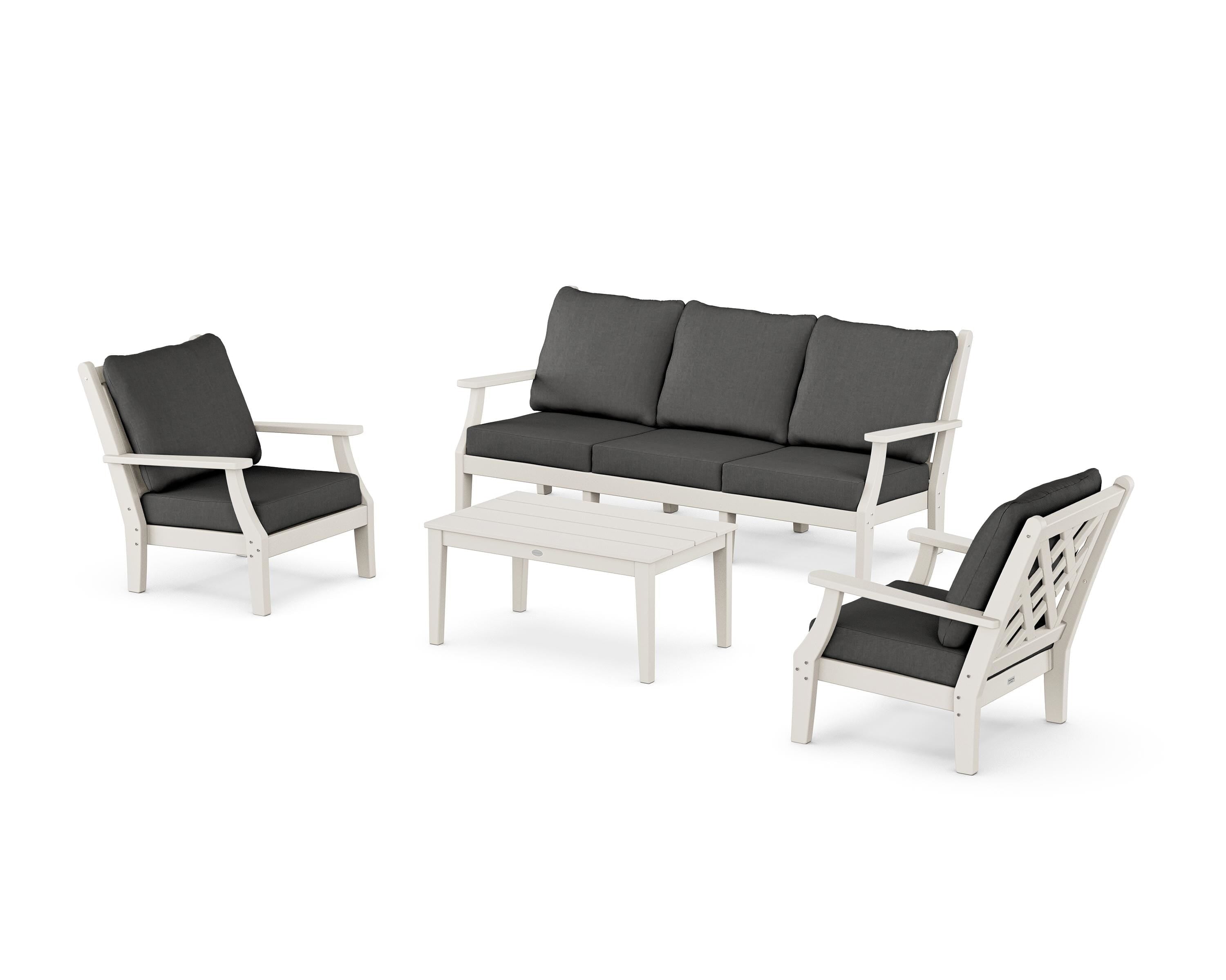 Country Living Wovendale 4-Piece Deep Seating Set with Sofa in Sand / Spectrum Carbon