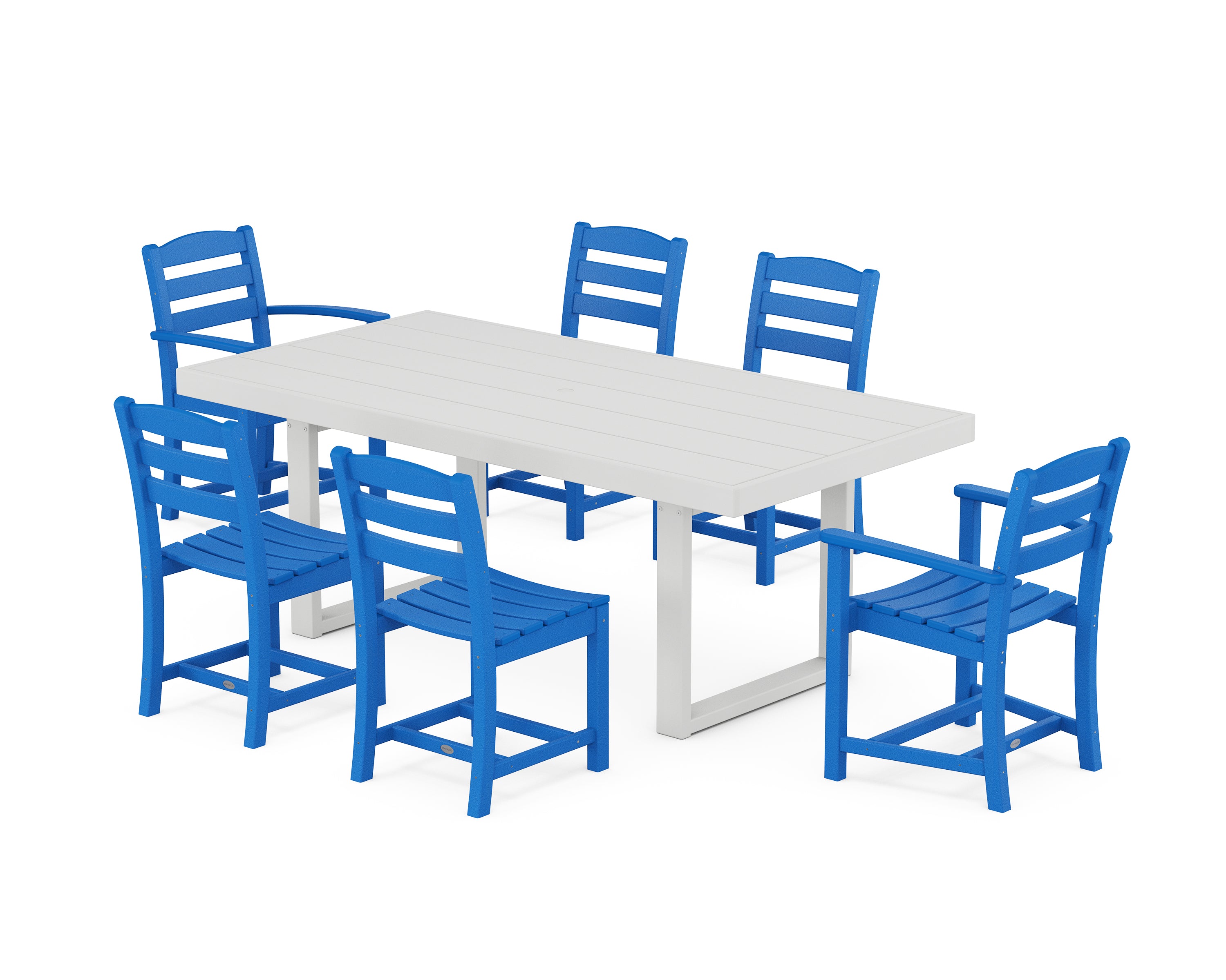 POLYWOOD® La Casa Café 7-Piece Dining Set in Pacific Blue / White