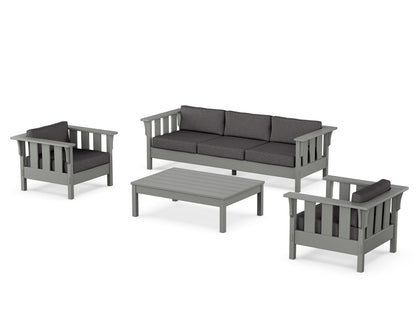 Martha Stewart by POLYWOOD® Acadia 4-Piece Deep Seating Set with Sofa in Slate Grey / Ash Charcoal