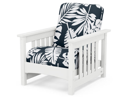 POLYWOOD® Club Mission Chair in White / Leaf Marine Indigo