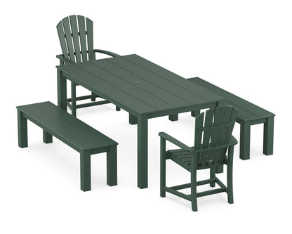 POLYWOOD® Palm Coast 5-Piece Parsons Dining Set with Benches in Green