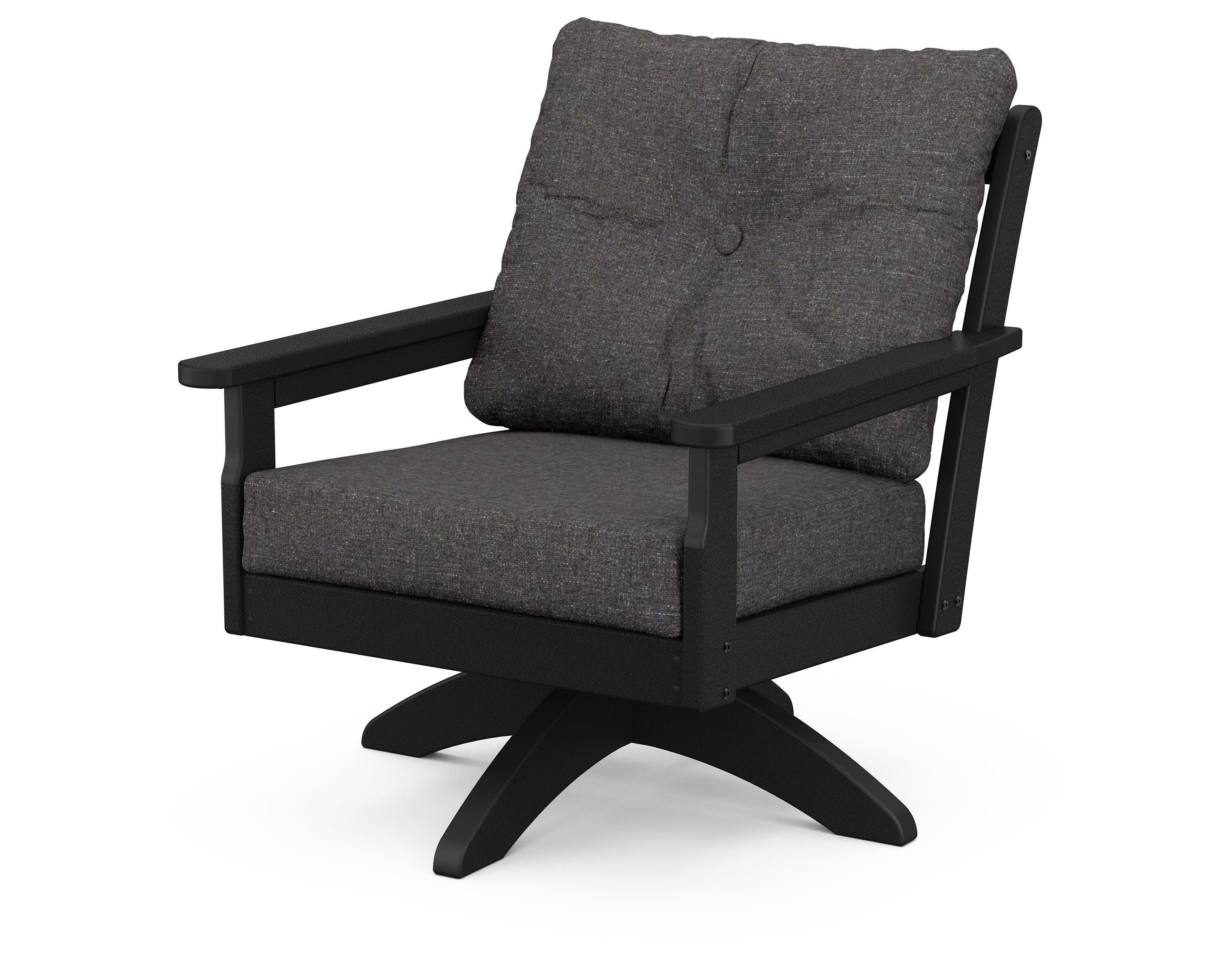 POLYWOOD® Vineyard Deep Seating Swivel Chair in Black / Ash Charcoal