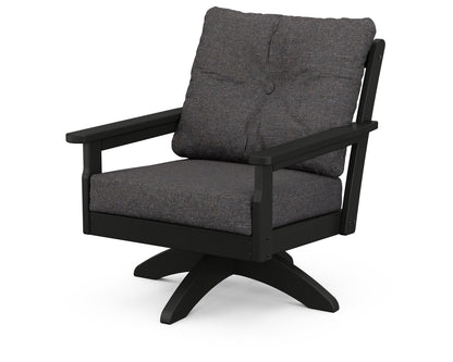 POLYWOOD® Vineyard Deep Seating Swivel Chair in Black / Ash Charcoal