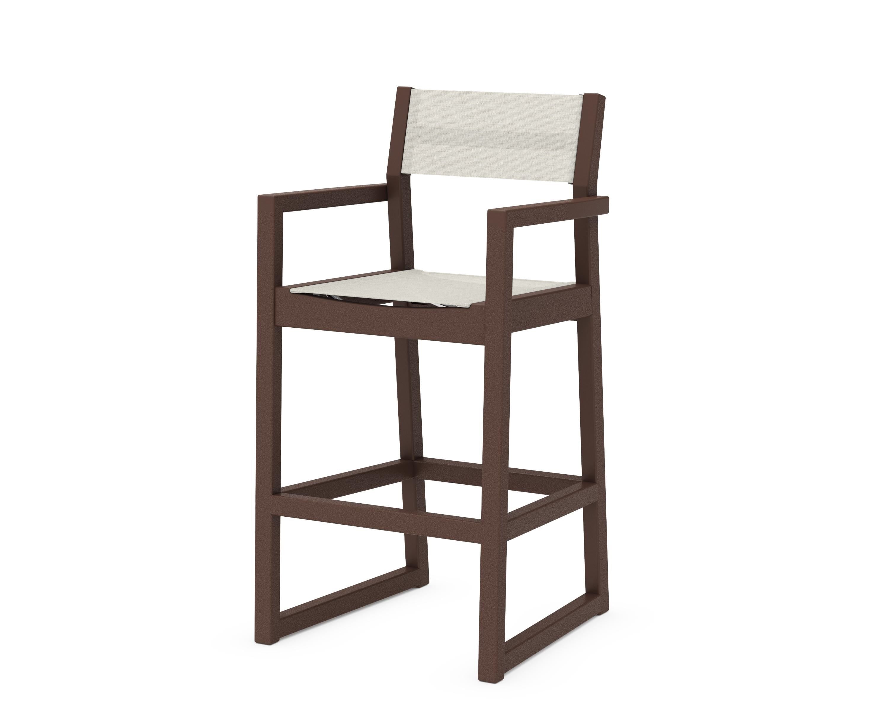 POLYWOOD® EDGE Sling Bar Arm Chair in Mahogany / Parchment Sling