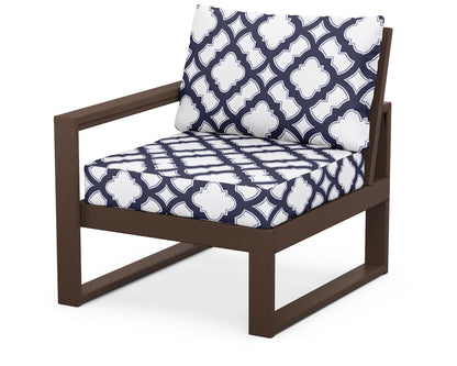 POLYWOOD® EDGE Modular Left Arm Chair in Mahogany / Trellis Navy