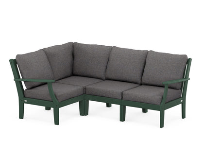 POLYWOOD® Braxton Modular 4-Piece Deep Seating Set in Green / Ash Charcoal