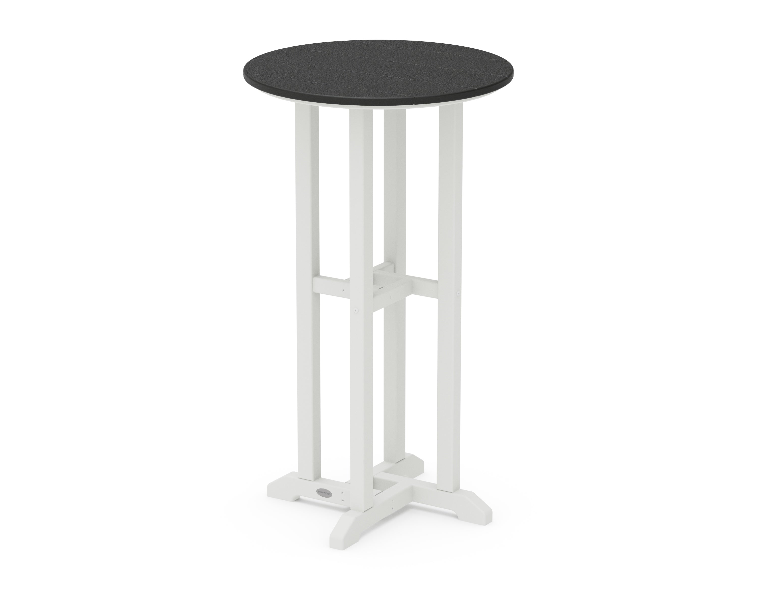 POLYWOOD® Contempo 24" Round Bar Table in White / Black