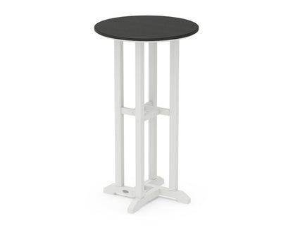 POLYWOOD® Contempo 24" Round Bar Table in White / Black