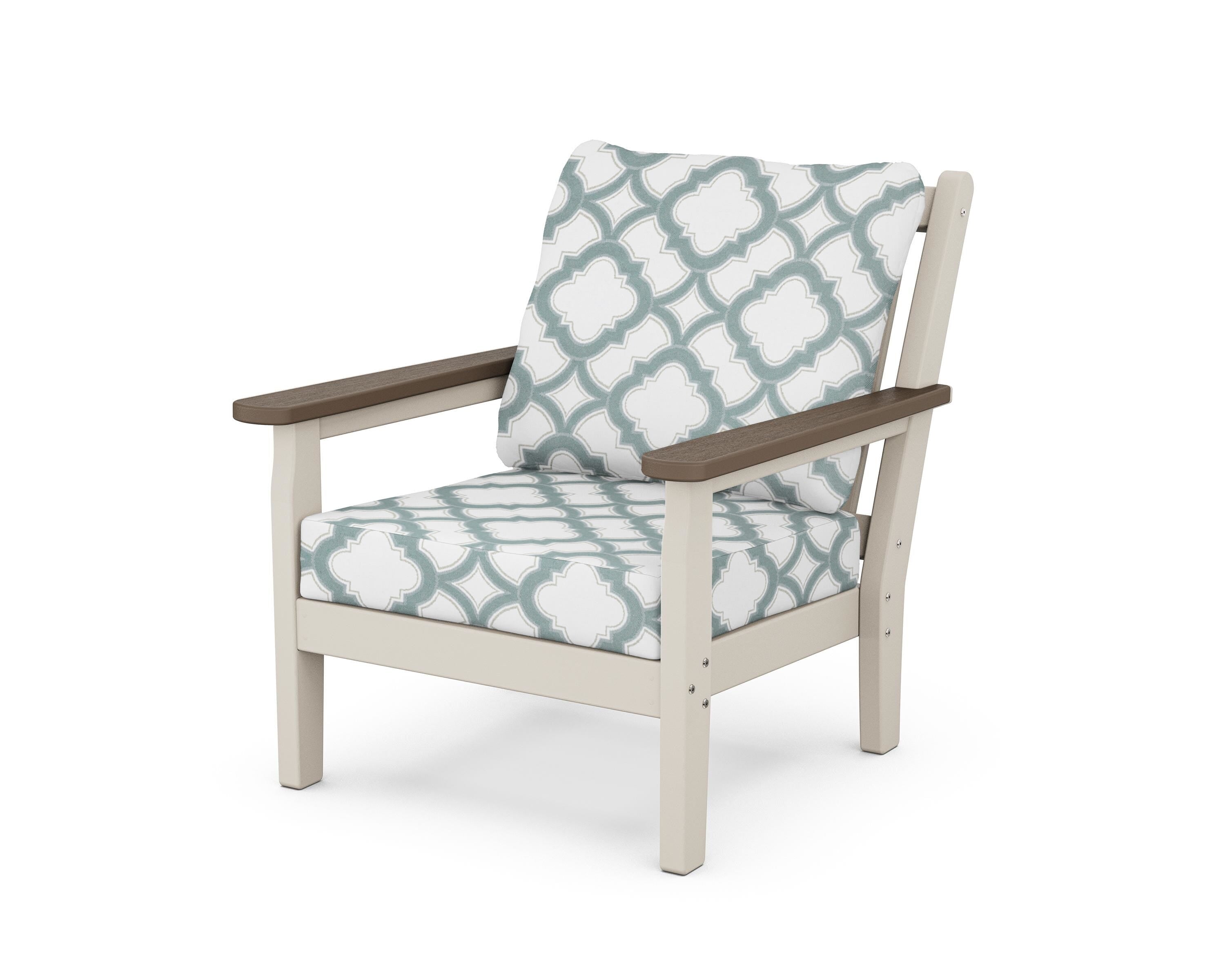 POLYWOOD® Chippendale Deep Seating Chair in Sand / Kona / Trellis Glacier Spa