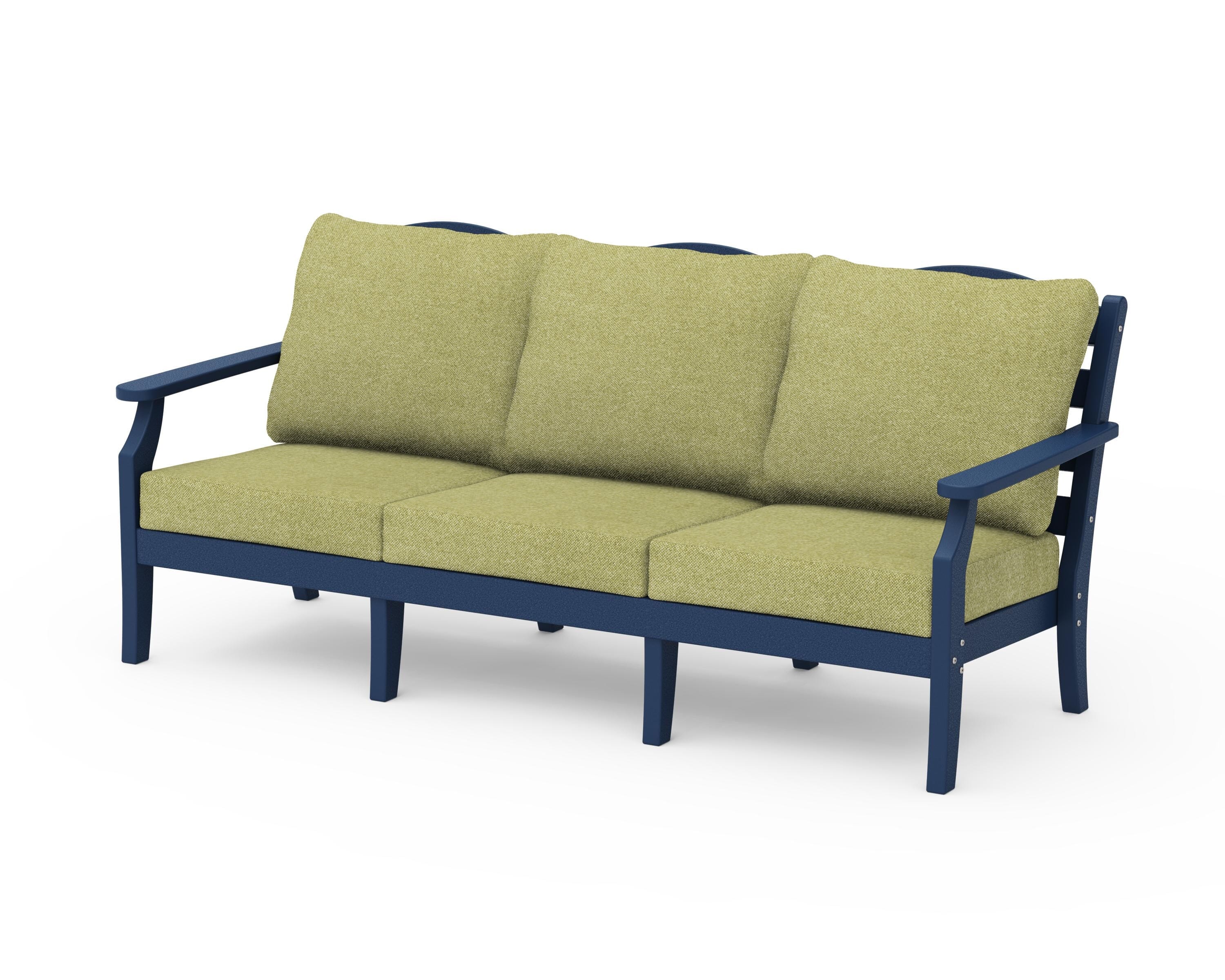 Draper James™ by  POLYWOOD® Savannah Deep Seating Sofa in Navy / Chartreuse Boucle