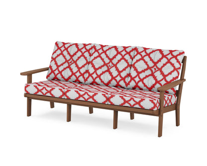 POLYWOOD® Mission Deep Seating Sofa in Teak / Trellis Crimson