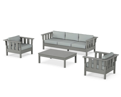 Martha Stewart by POLYWOOD® Acadia 4-Piece Deep Seating Set with Sofa in Slate Grey / Spa