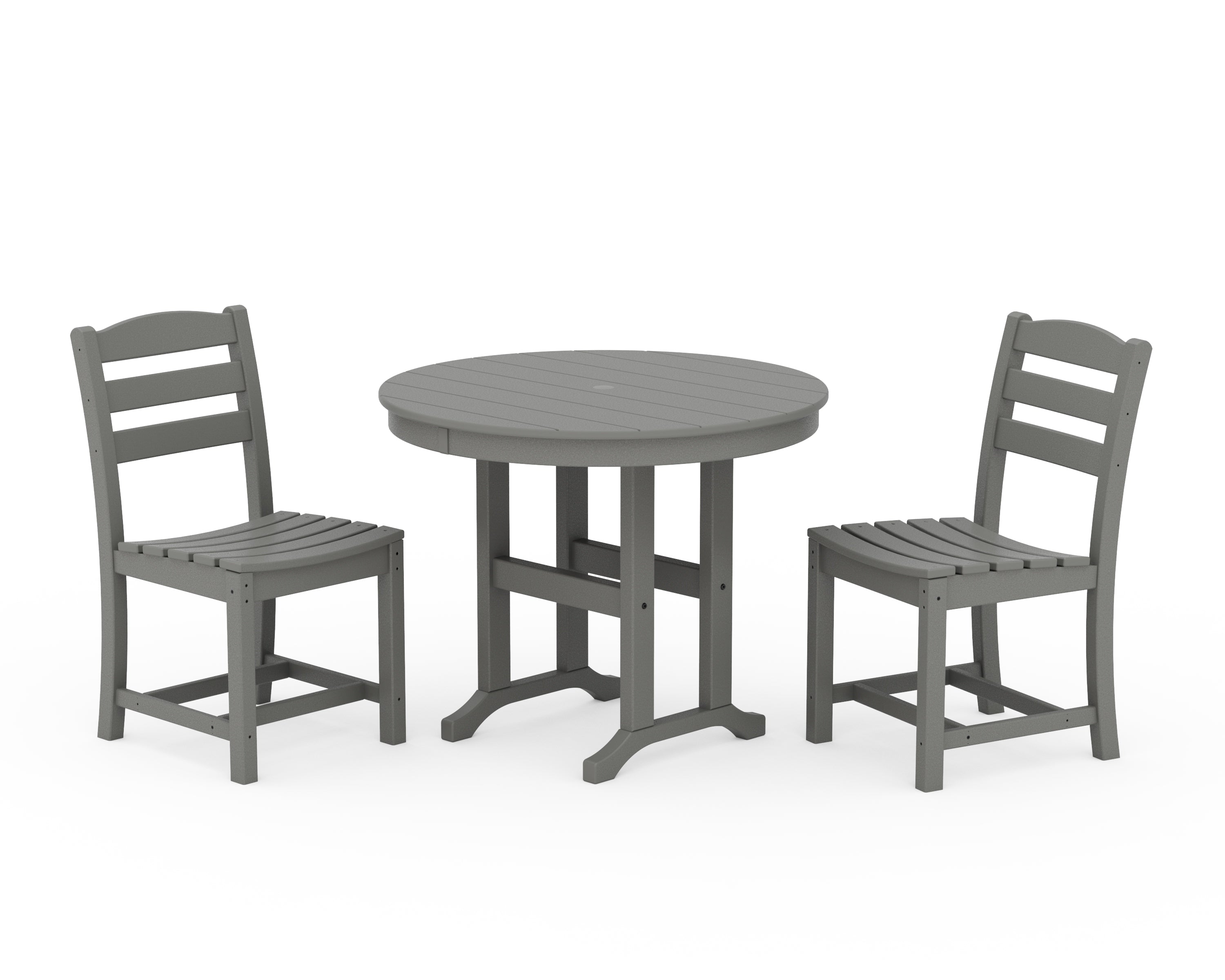 POLYWOOD® La Casa Café Side Chair 3-Piece Round Dining Set in Slate Grey