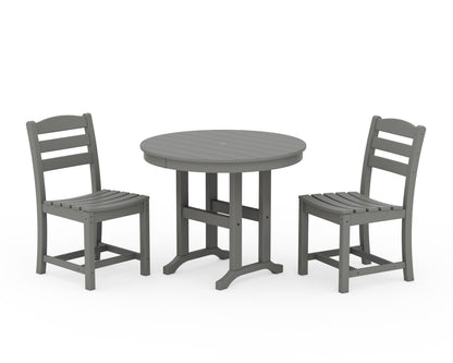 POLYWOOD® La Casa Café Side Chair 3-Piece Round Dining Set in Slate Grey