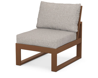 Unbranded Modular Armless Chair in Teak / Weathered Tweed